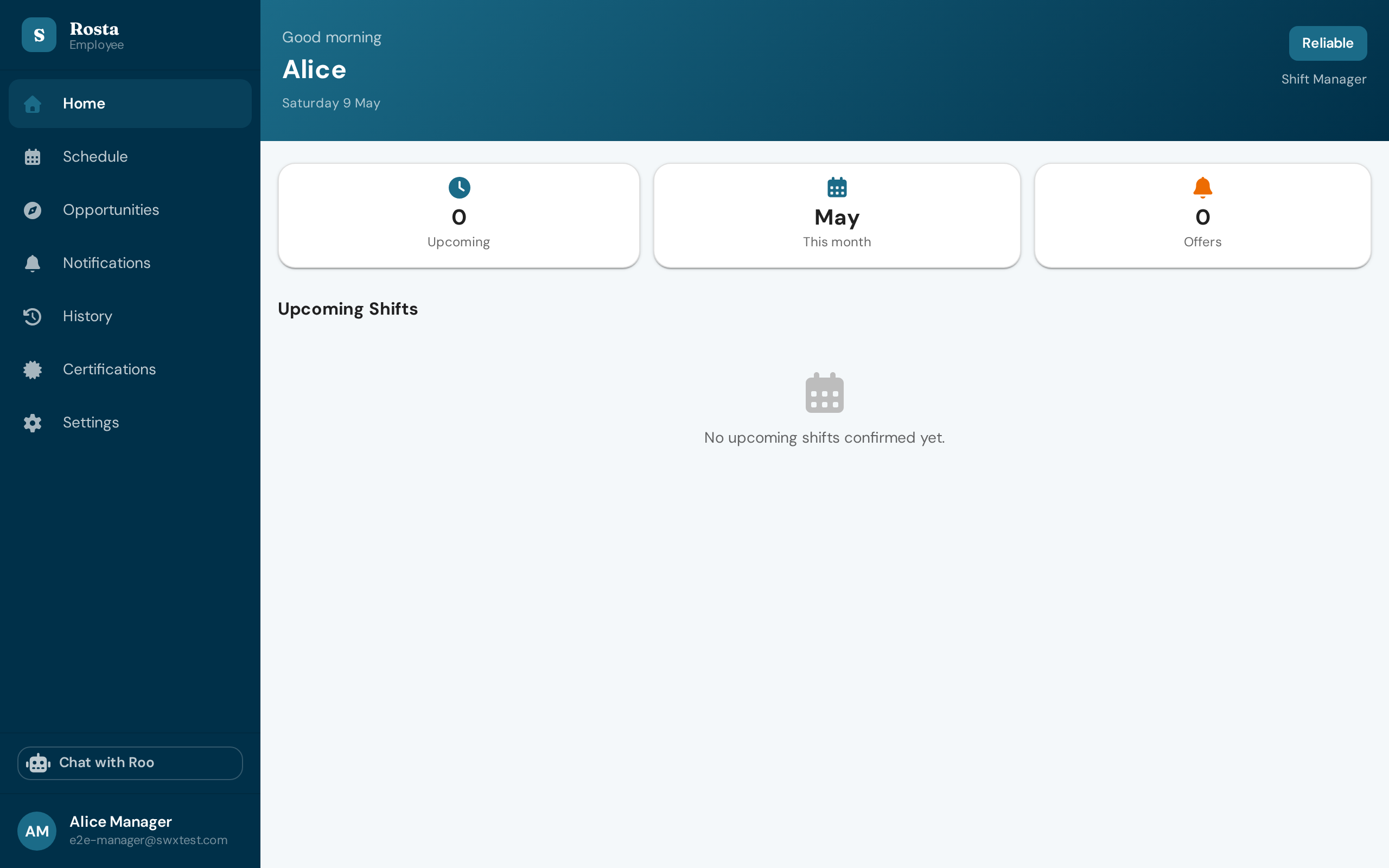 Rosta manager dashboard